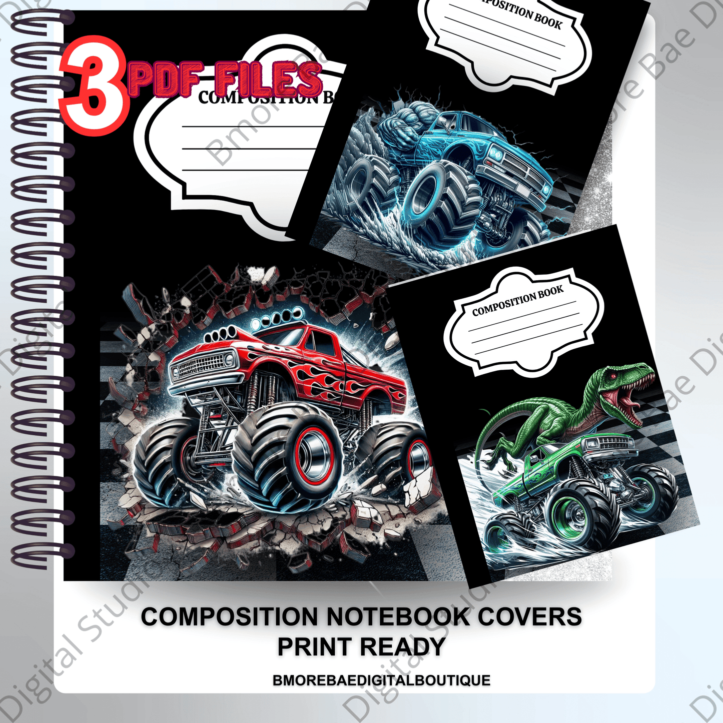 Monster Truck Composition Book Covers - Bmore Bae Digital Boutique