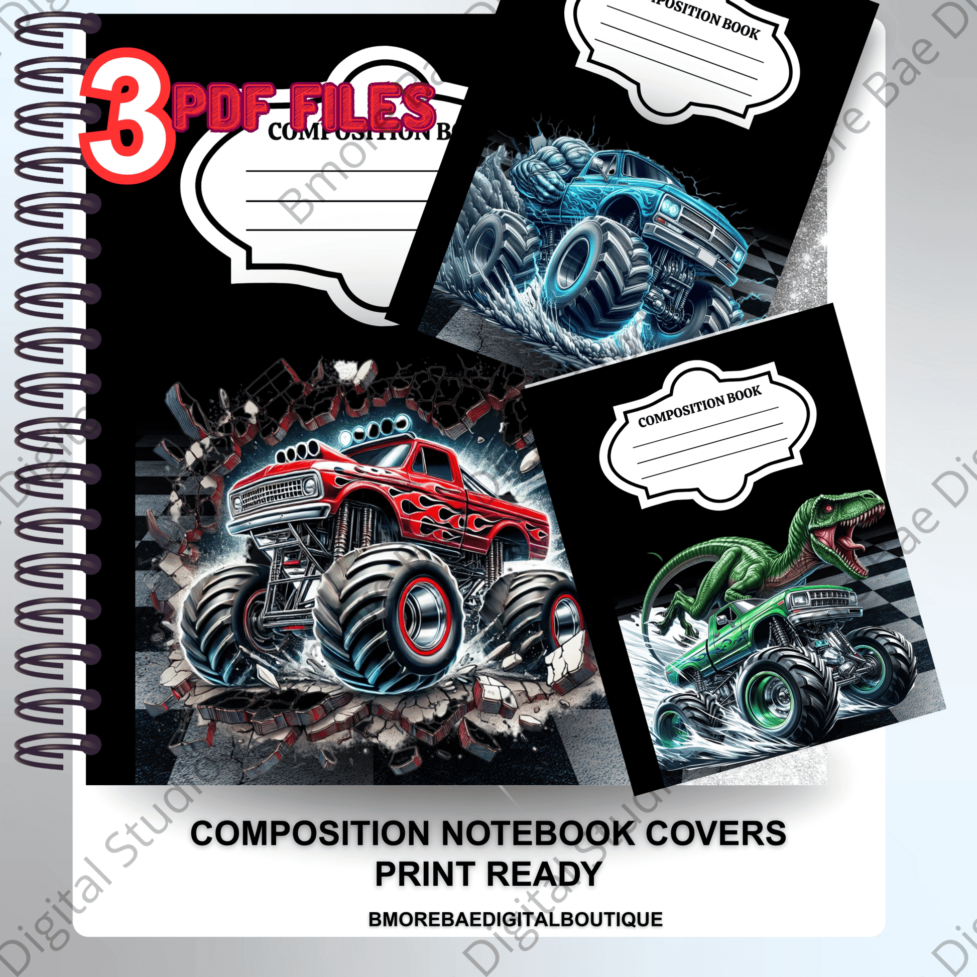 Monster Truck Composition Book Covers - Bmore Bae Digital Boutique