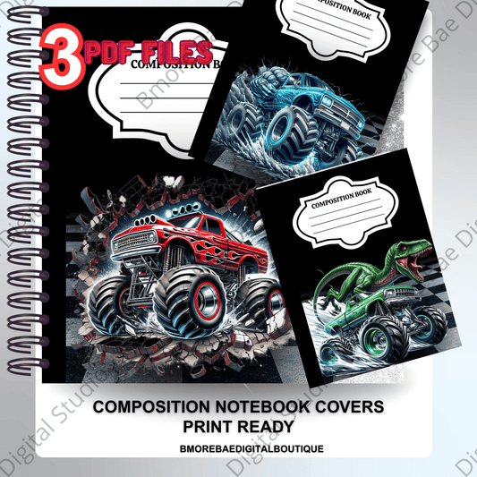 Monster Truck Composition Book Covers - Bmore Bae Digital Boutique