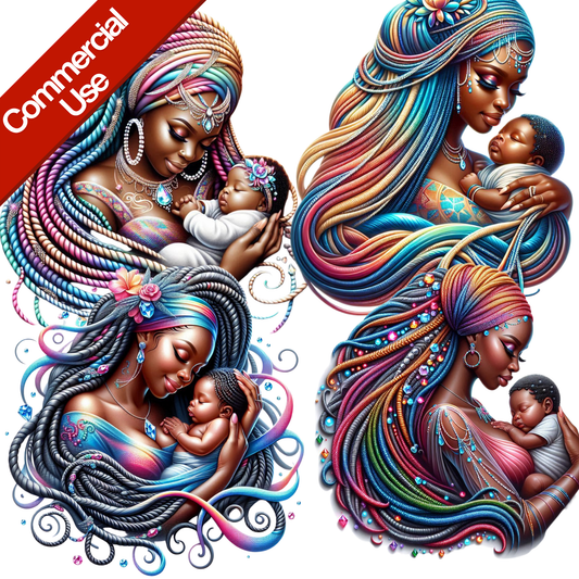 Mother & Child PNG Bundle – 10 Transparent 300 DPI