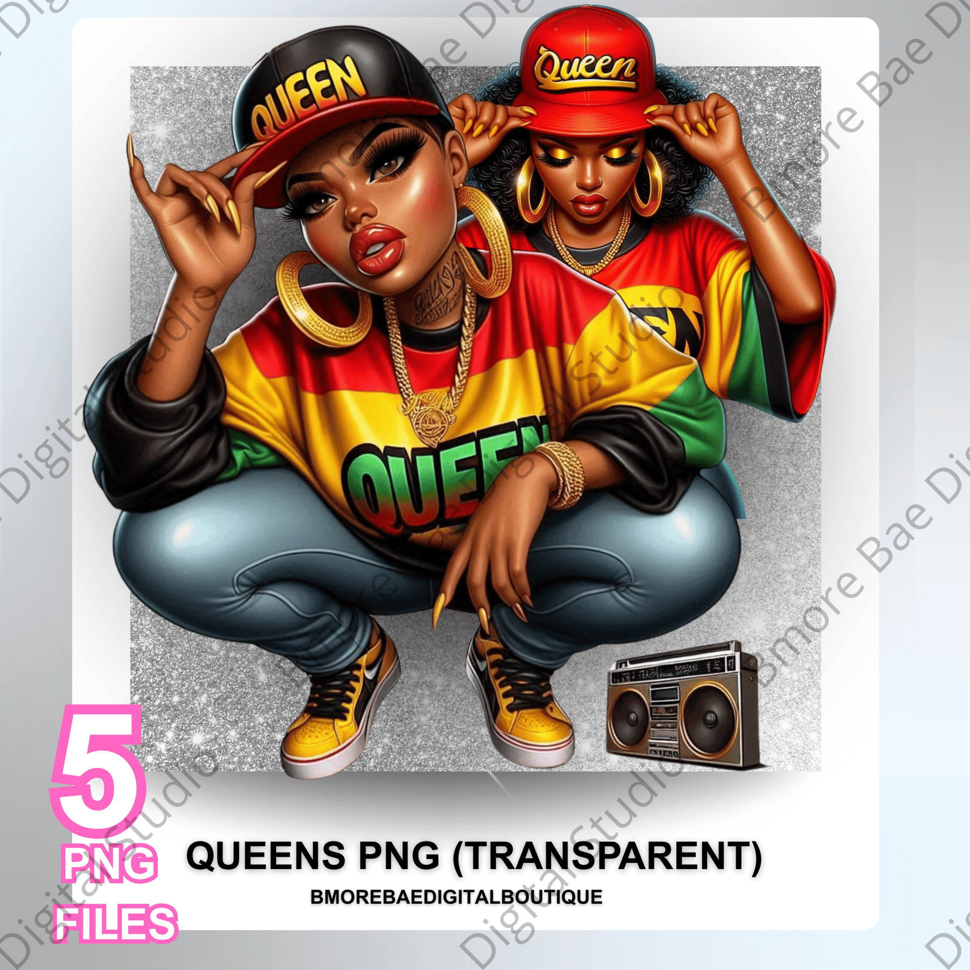 Queens PNG (Transparent) – 5 High - Quality PNG Files - Bmore Bae Digital Boutique