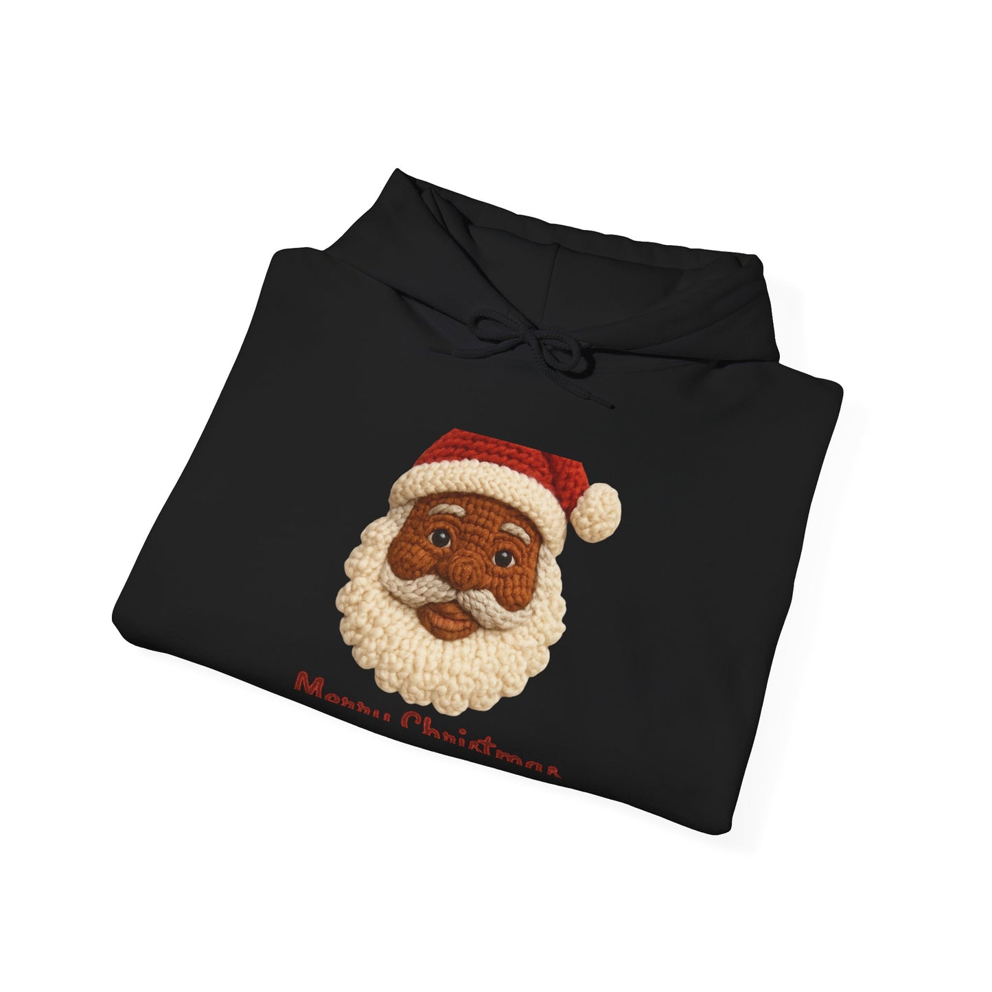 Black Santa Face Hoodie — 'Merry Christmas' Festive Holiday Sweatshirt