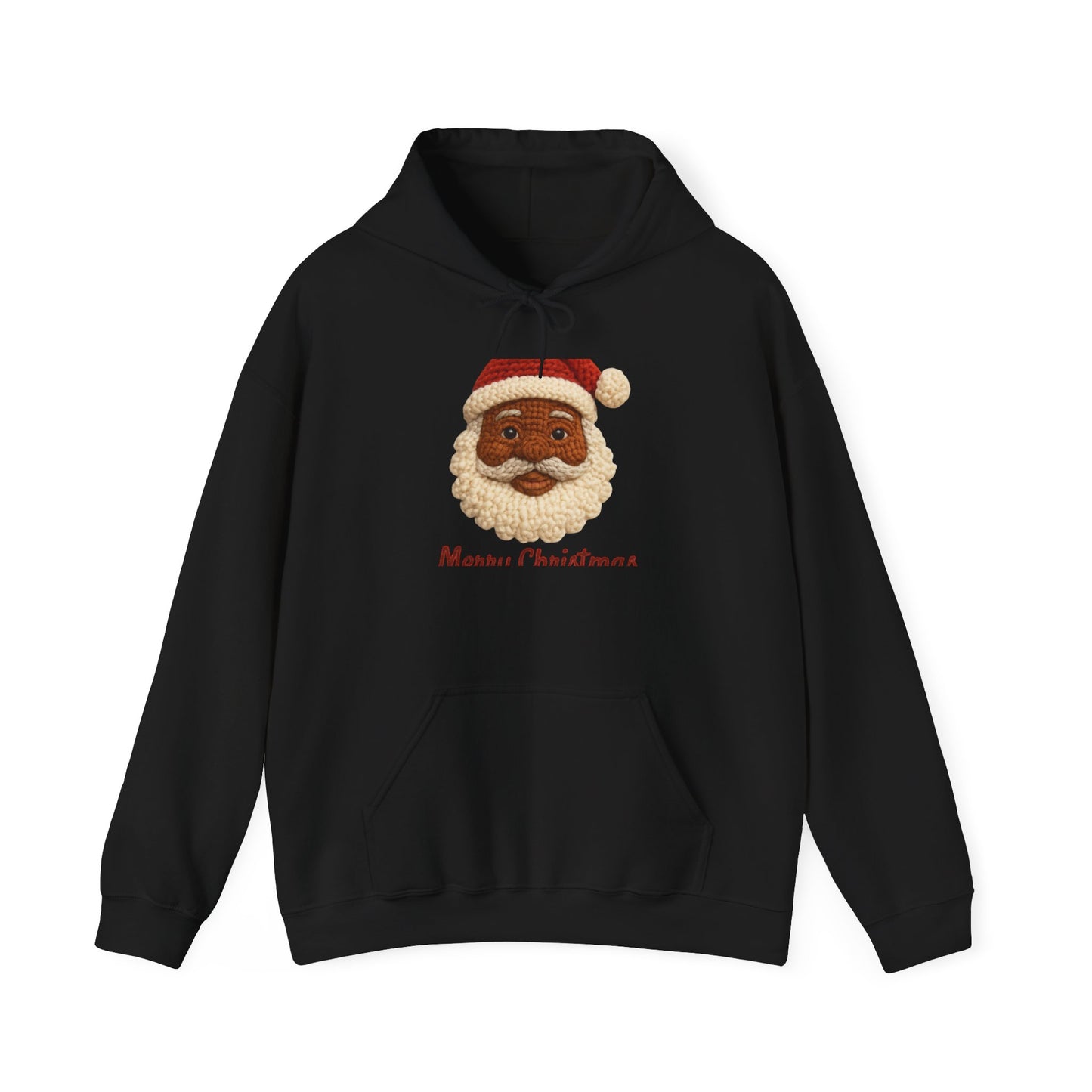 Black Santa Face Hoodie — 'Merry Christmas' Festive Holiday Sweatshirt
