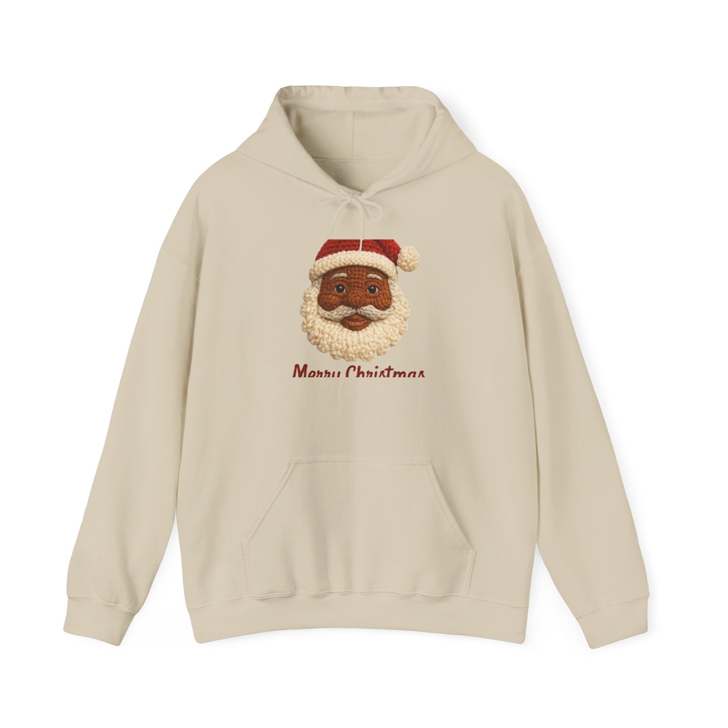 Black Santa Face Hoodie — 'Merry Christmas' Festive Holiday Sweatshirt