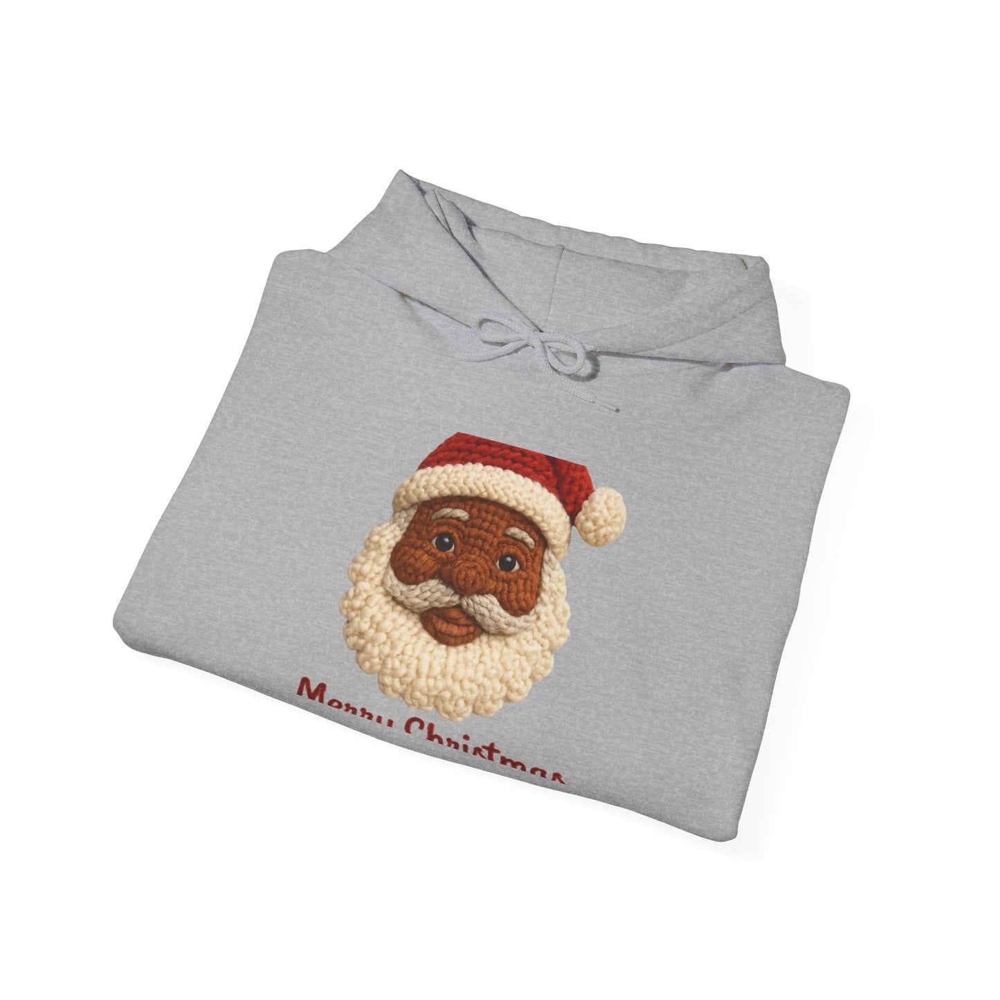 Black Santa Face Hoodie — 'Merry Christmas' Festive Holiday Sweatshirt