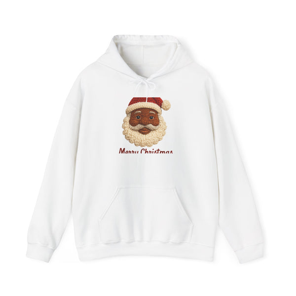 Black Santa Face Hoodie — 'Merry Christmas' Festive Holiday Sweatshirt