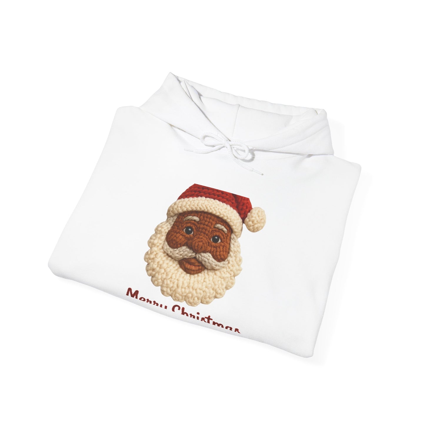 Black Santa Face Hoodie — 'Merry Christmas' Festive Holiday Sweatshirt