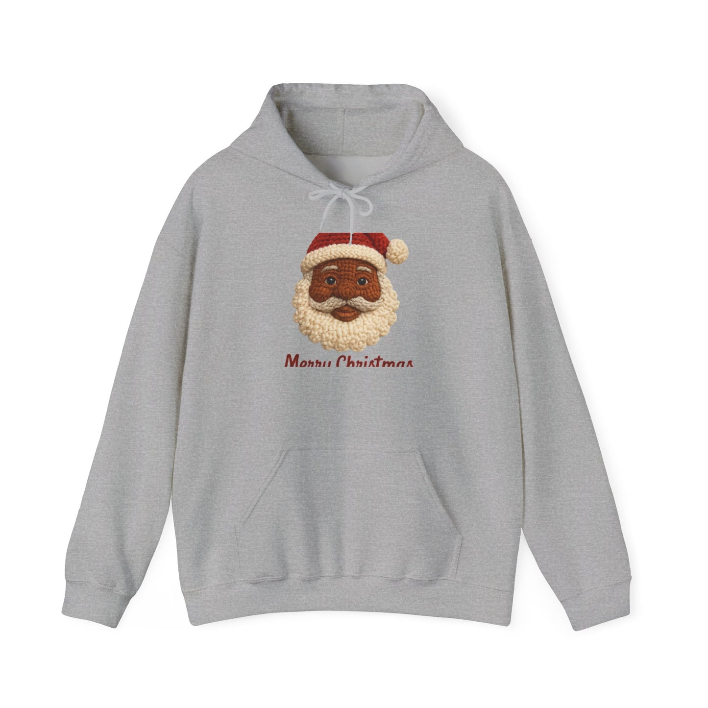 Black Santa Face Hoodie — 'Merry Christmas' Festive Holiday Sweatshirt