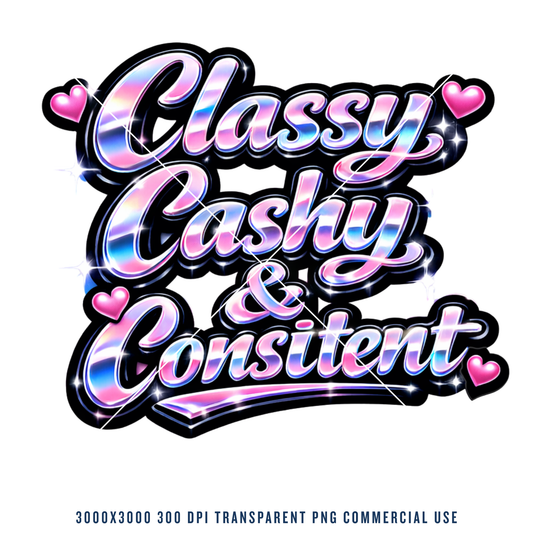 Classy, Cashy & Consistent – Glossy Chrome Statement T-Shirt