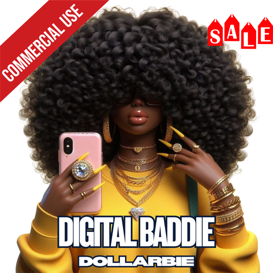 Digital Baddie – Glam Afro Selfie Art | Dollarbie Digital Download
