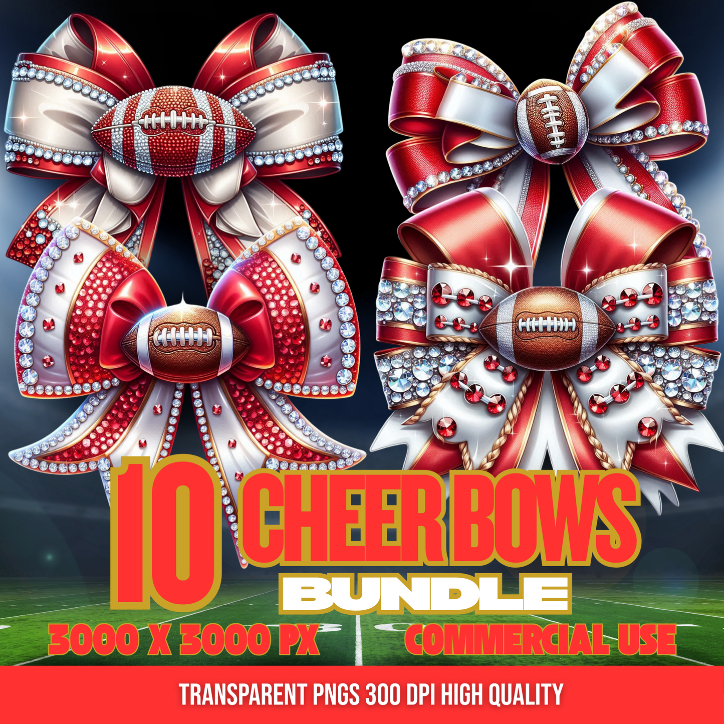 Brown and Orange | Cheer Bows Bundle | Football Cheer PNGs