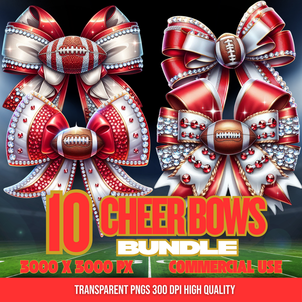 Brown and Orange | Cheer Bows Bundle | Football Cheer PNGs