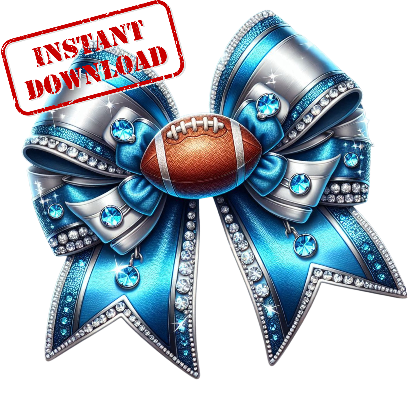 Honolulu Blu and Silver | Cheer Bows Bundle | Football Cheer PNGs