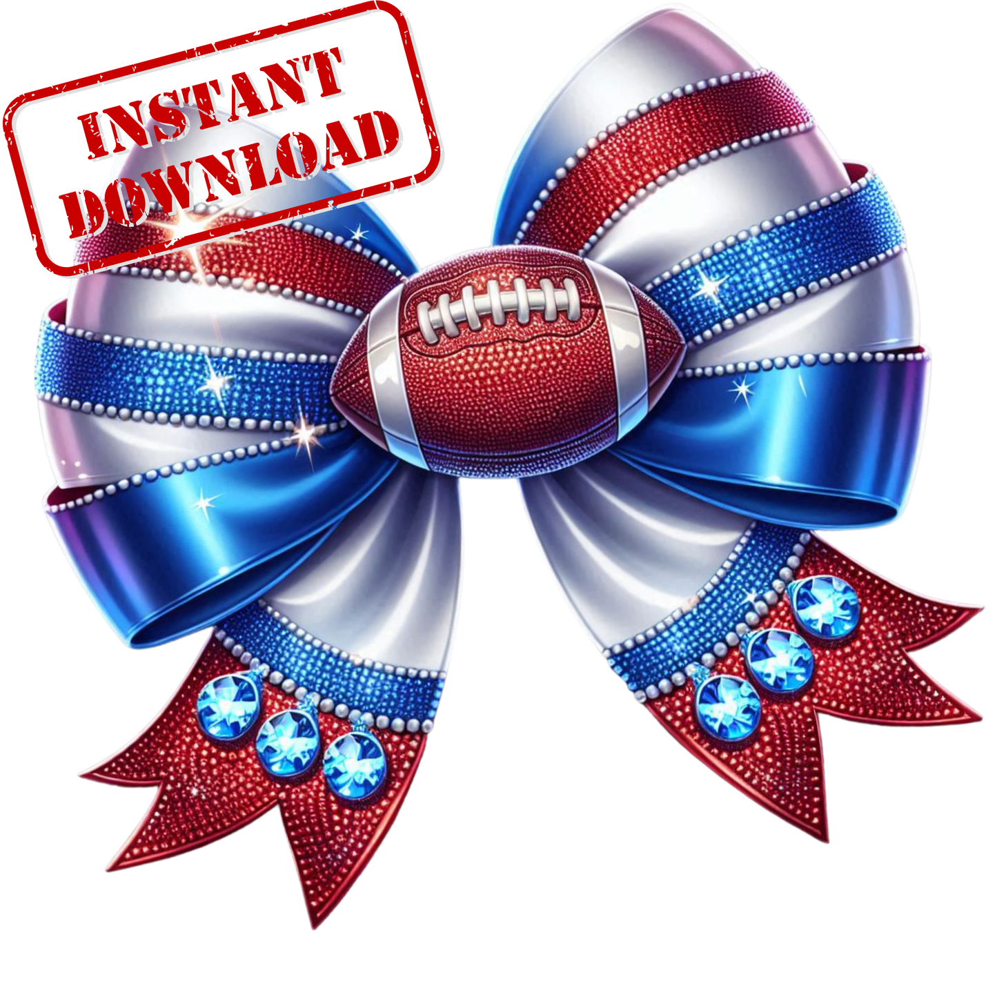 Red Blue White| Cheer Bows Bundle | Football Cheer PNGs