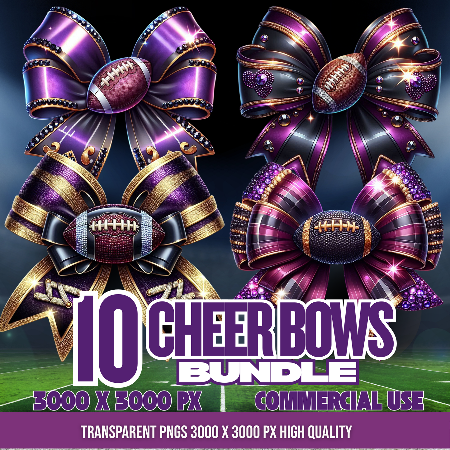 Purple and Gold Bundle | Football Cheer PNGs