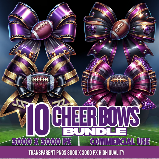 Purple and Gold Bundle | Football Cheer PNGs