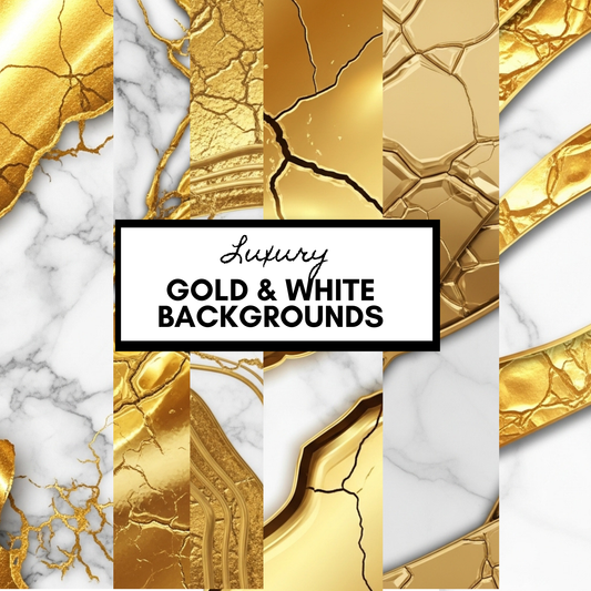 Luxury Gold & White Marble Backgrounds | Digital Paper Bundle (6 Pack)