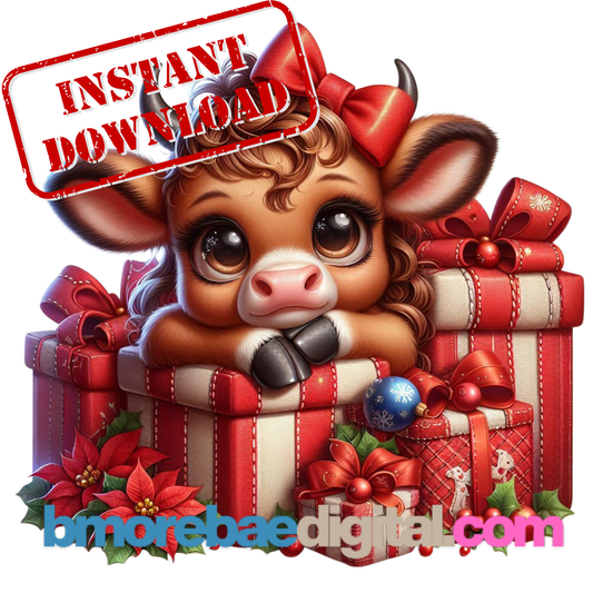 Highland Cow Christmas PNG Bundle