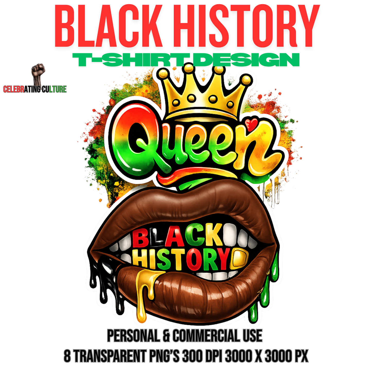 Queen – Black History T-Shirt Design (PNG)