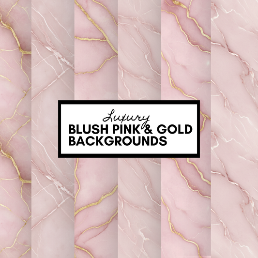 Luxury Blush Pink & Gold Marble Backgrounds | Digital Paper Bundle (6 Pack)
