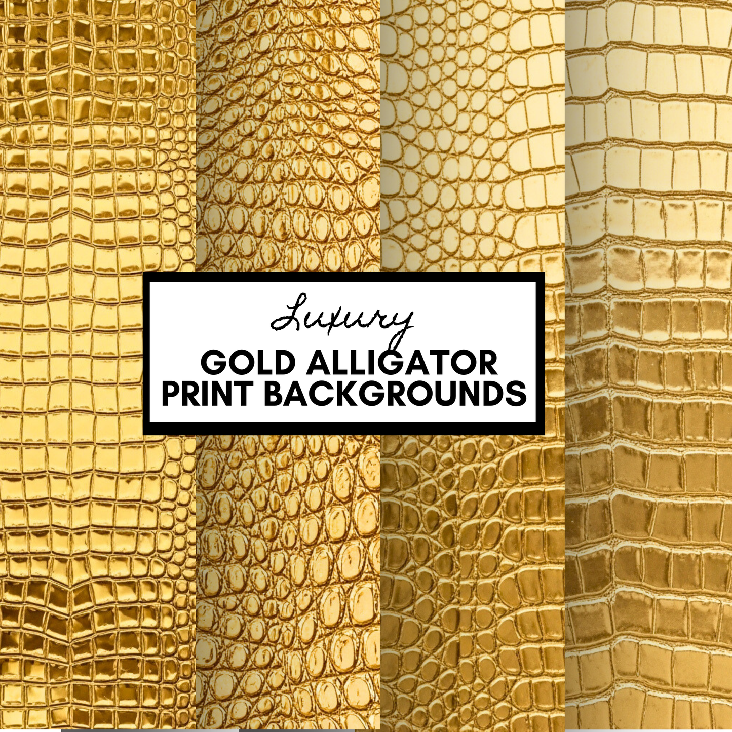 Luxury Gold Alligator Print Backgrounds | Digital Texture Bundle (4 Pack)