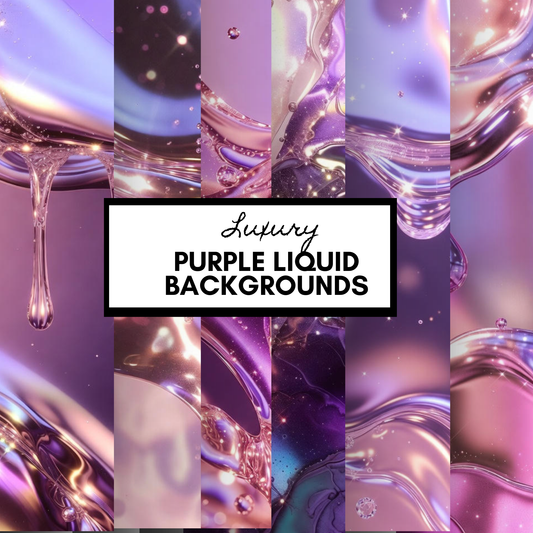 Luxury Purple Liquid Backgrounds | Digital Abstract Background Bundle (6 Pack)