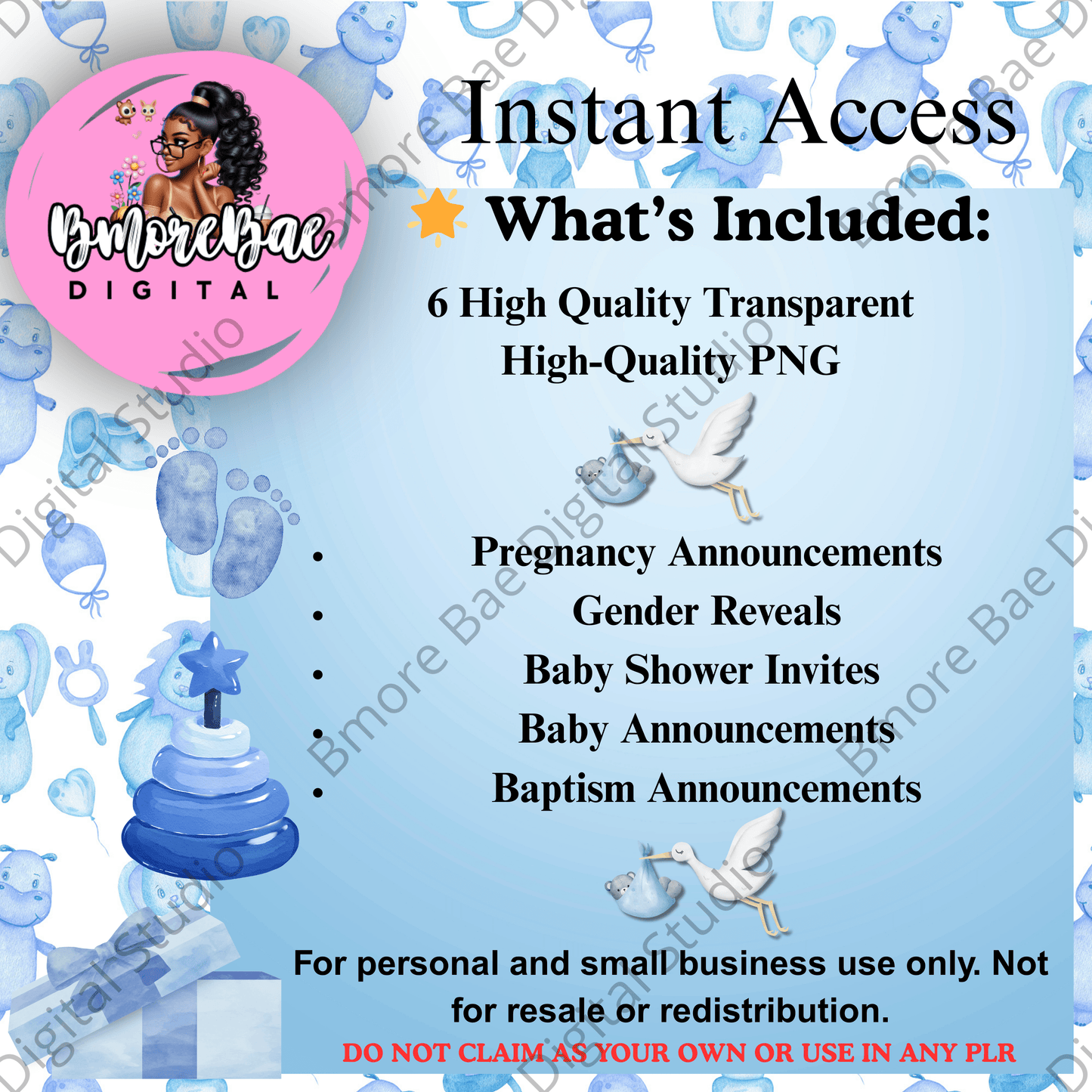 Mom To Be Blue – 6 PNG File Bundle