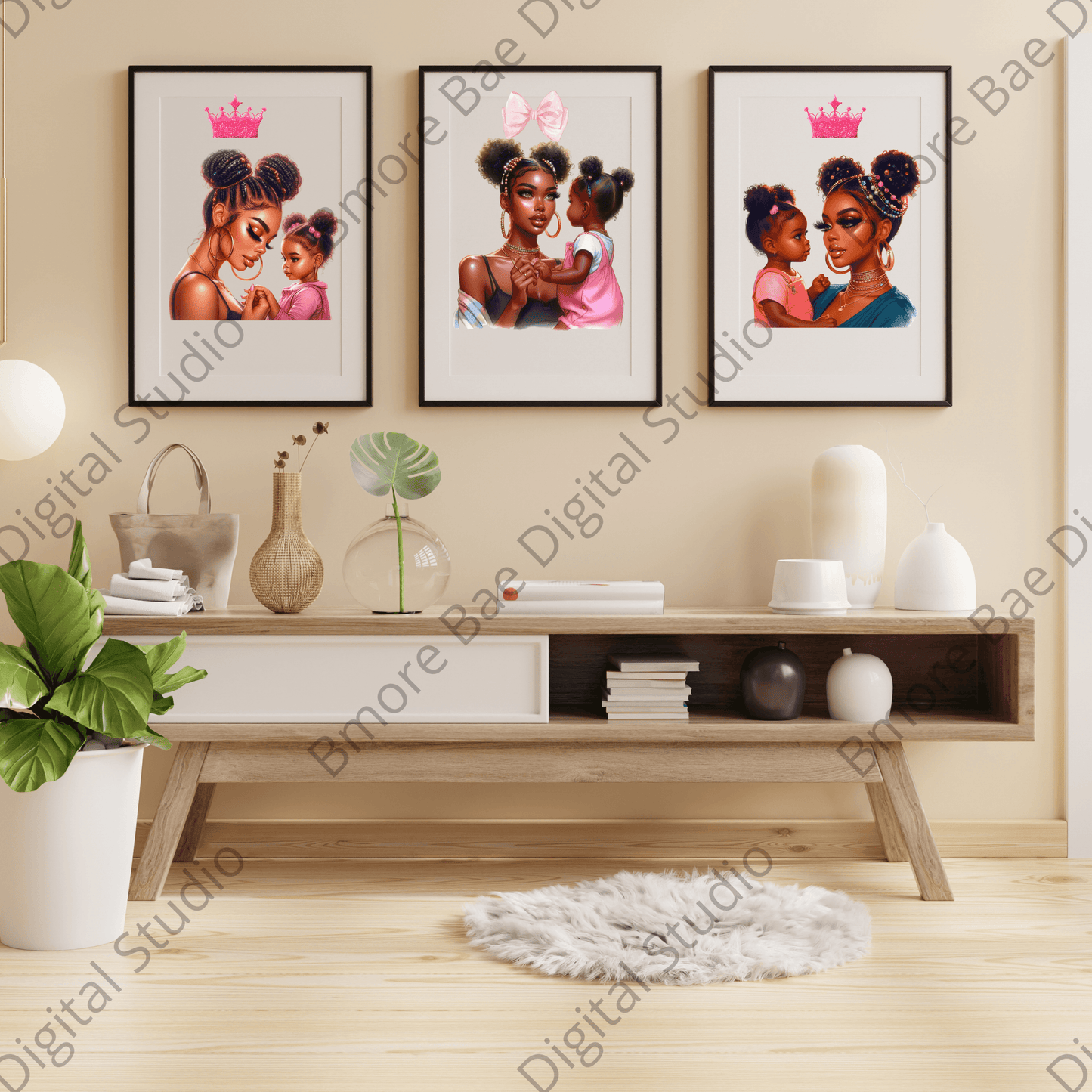 Mommy & Me Afro Glam Clipart Bundle – 6 PNGs
