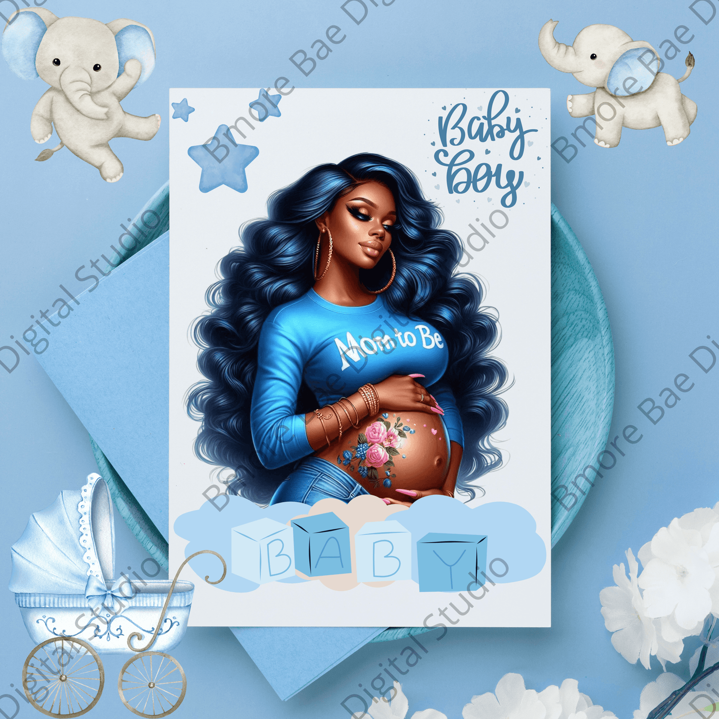 Mom To Be Blue – 6 PNG File Bundle