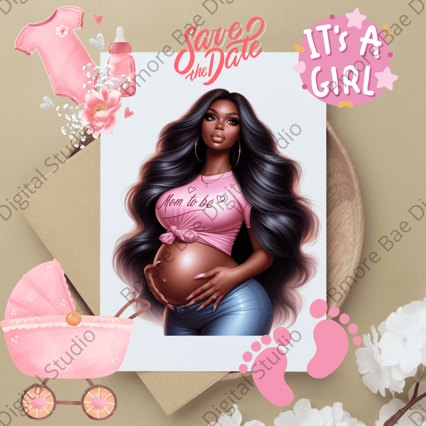Mom To Be Pink – 6 PNG File Bundle