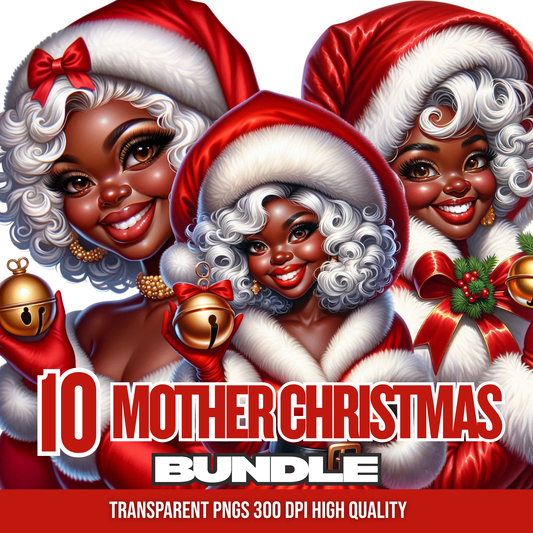 Mother Christmas PNG Bundle – Afrocentric Holiday Clipart