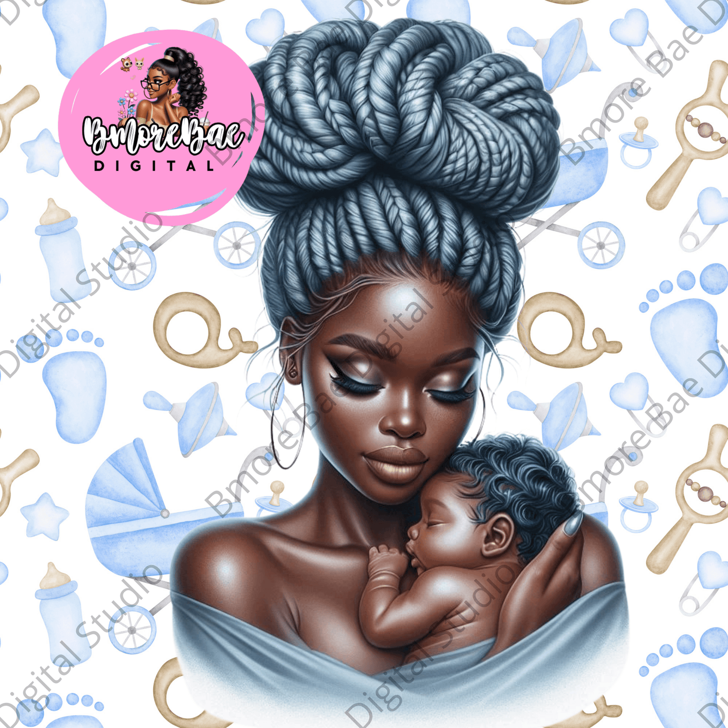 New Mom & Baby Girl Clipart – Pink Glow PNG Bundle (6 PNGs)
