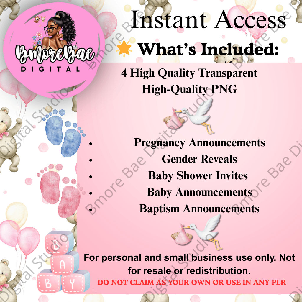 Nursery Clipart Bears – Ballerina Baby Girl PNG Bundle