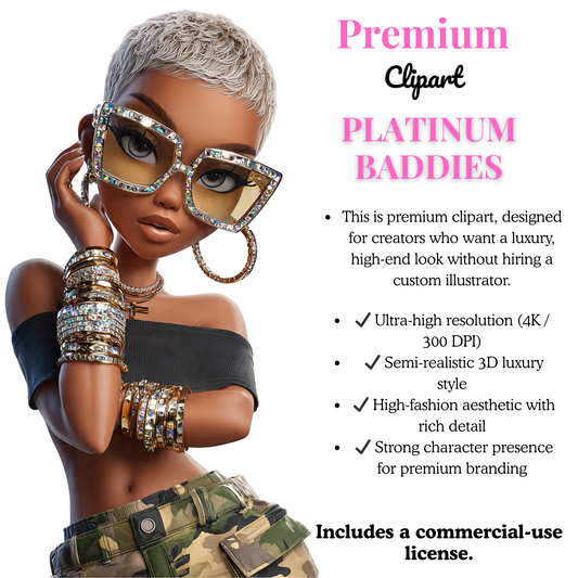Platinum Baddies – Premium Luxury Clipart Bundle