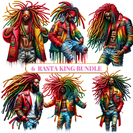 Rasta King Clipart Bundle – Premium 3D Black Man Clipart (Instant Download)