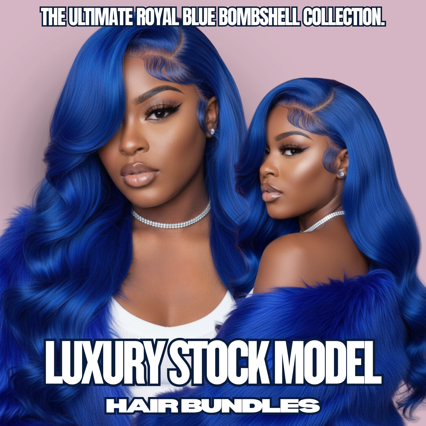 Royal Blue Sirens — Luxury Hair Model Stock Bundle (6 Images)