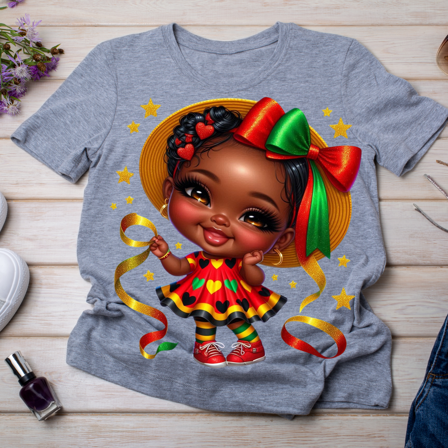 Sweet Riddim Cuties PNG Bundle | Afro Caribbean Girls Clipart | Reggae Rasta Heart PNGs for T-Shirts, Tumblers &amp; Afrocentric Crafts