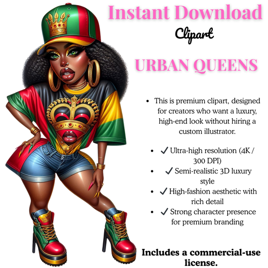 Urban Queens Clipart Collection – Premium 3D Black Girl Clipart