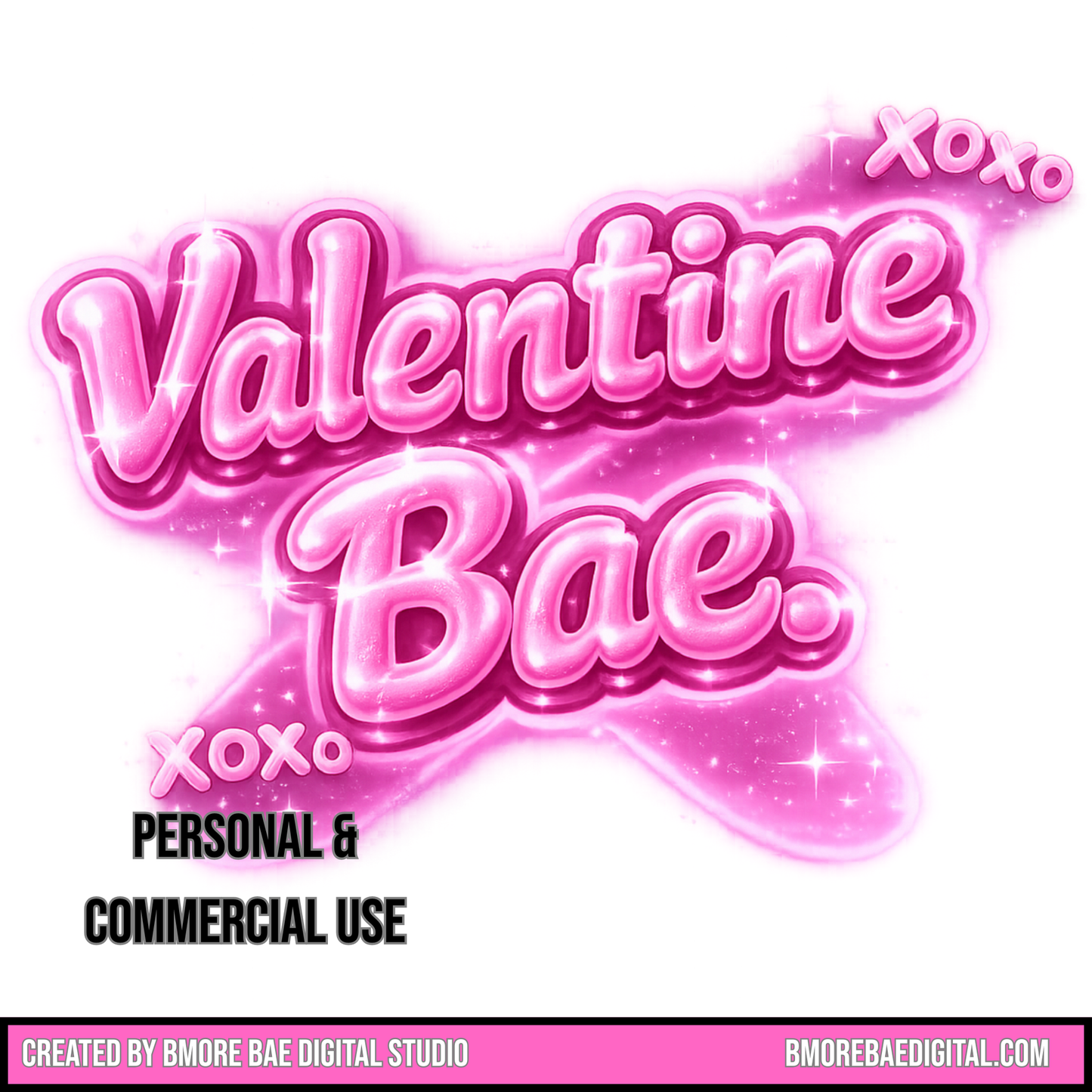 Valentine Bae – Glossy Pink Bubble Letter PNG | Valentine Design