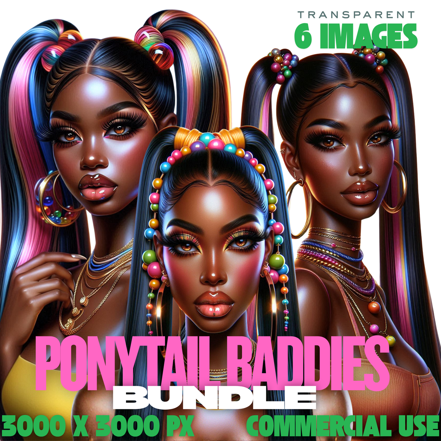 Ponytail Baddies PNG Bundle