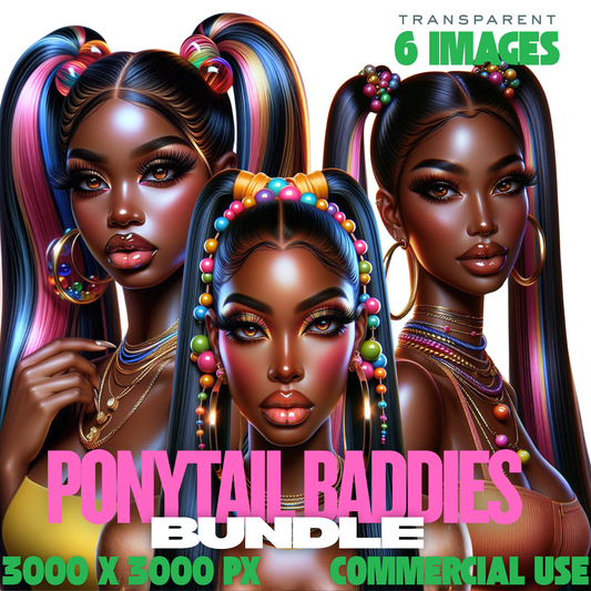 Ponytail Baddies PNG Bundle