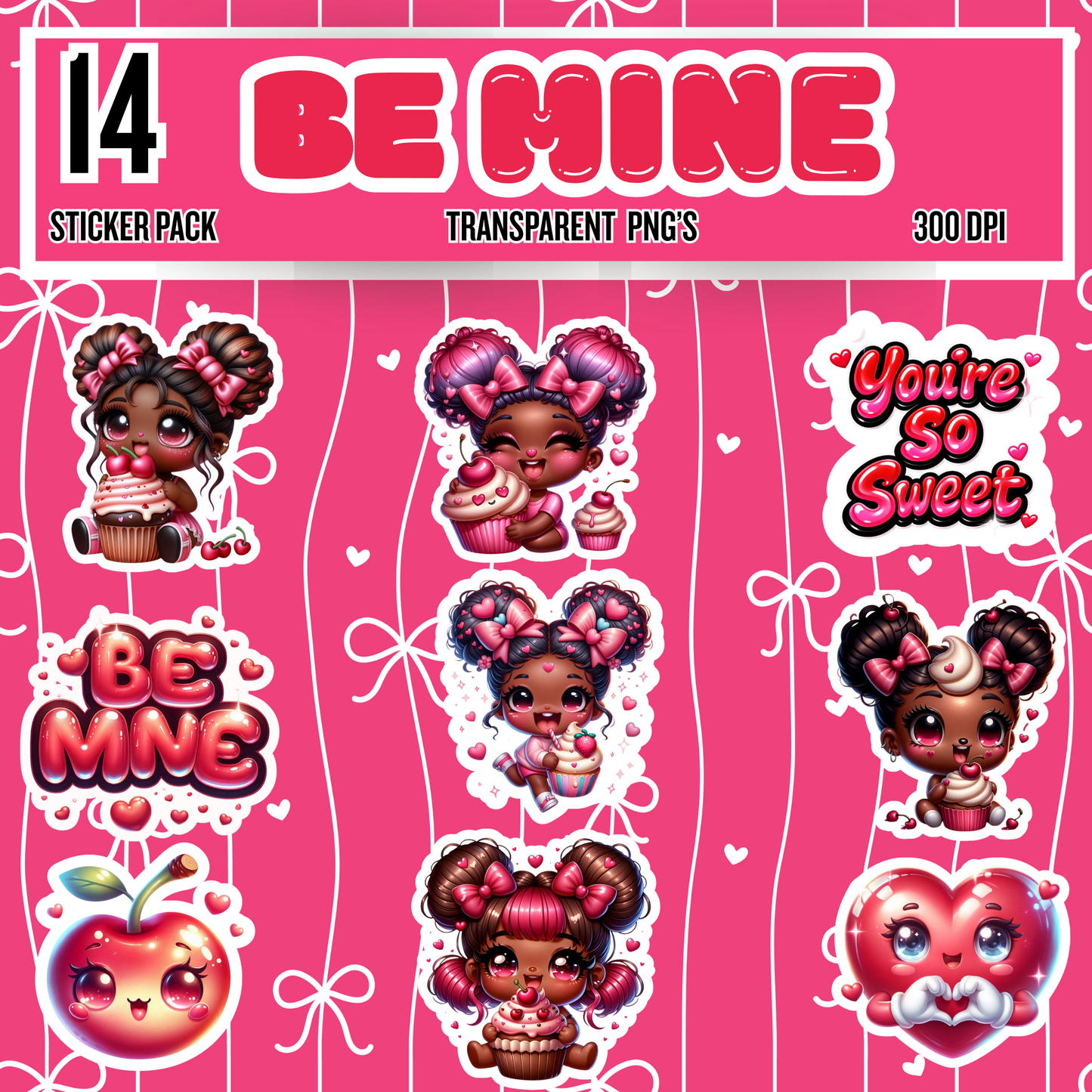 Be Mine Sticker Pack – 14 Valentine PNG Stickers