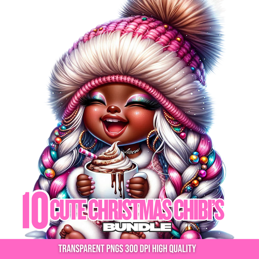 Cute Christmas Chibis Bundle | 10 High Quality PNGs