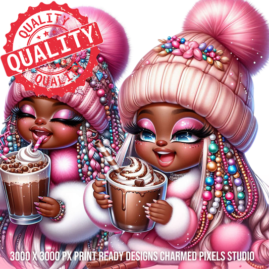 Cute Christmas Chibis Bundle | 10 High Quality PNGs