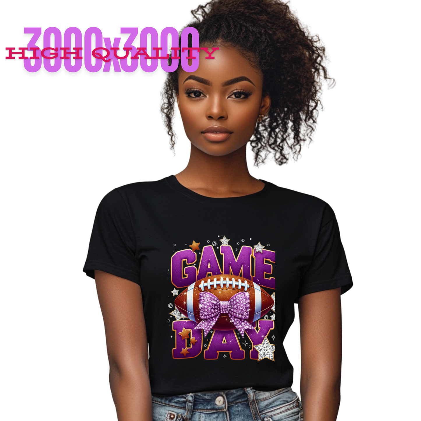 Game Day Glam T-Shirt Design Purple – Instant Download